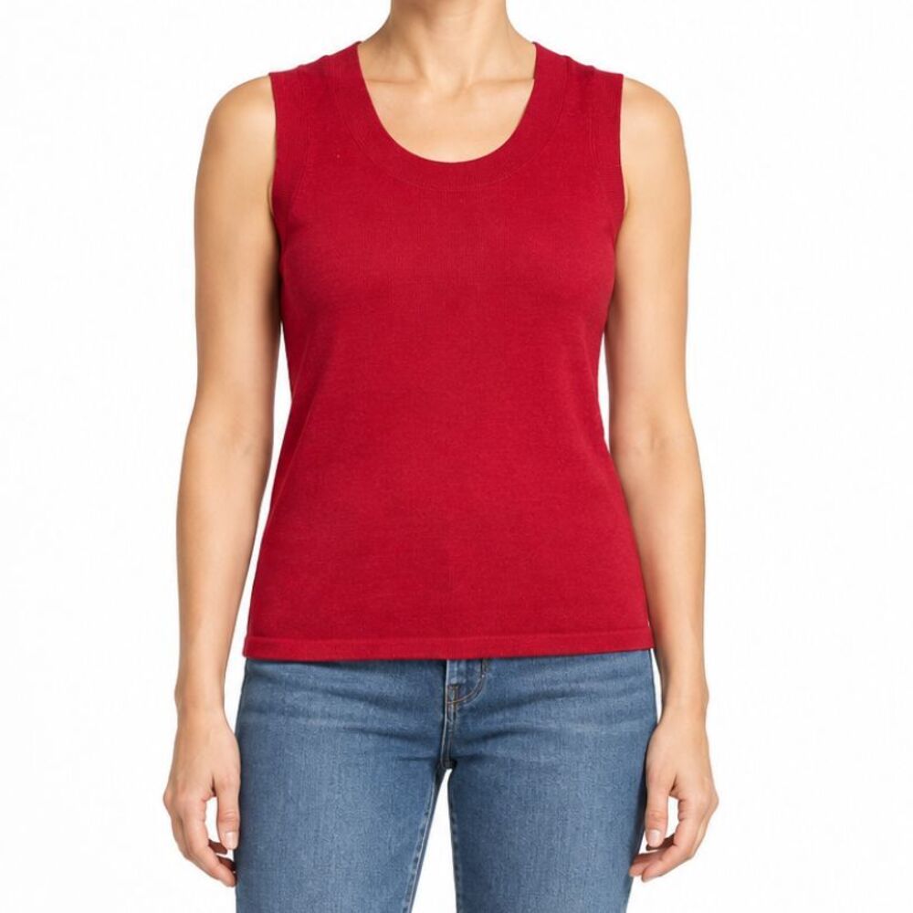Tahari Arthur S. Levine Women’s Sleeveless Knit Top in Red | Size Small